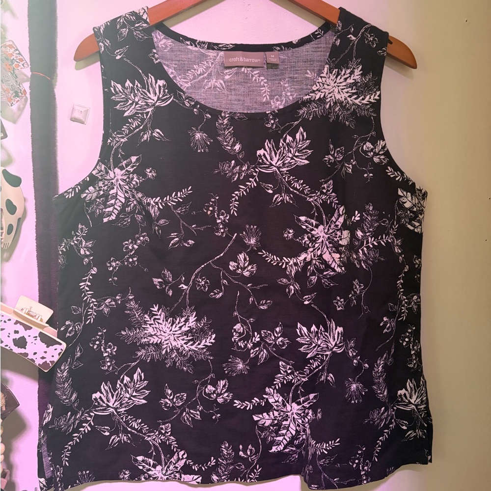 croft & barrow Black Floral Sleeveless Tank Top